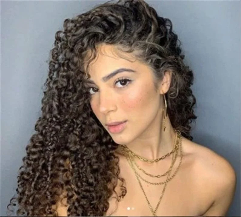 

Women Synthetic Wigs Natural Black Fluffy Deep Curly Long African Ladies, Pics