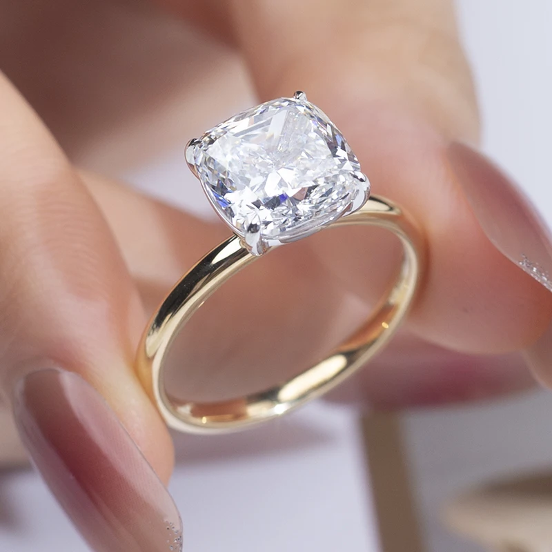 

Messi Gems MSR-1305 Customized Jewelry 18K 5CT Cushion Cut IGI Lab Diamond Ring Engagement Ring Wedding Ring for Women