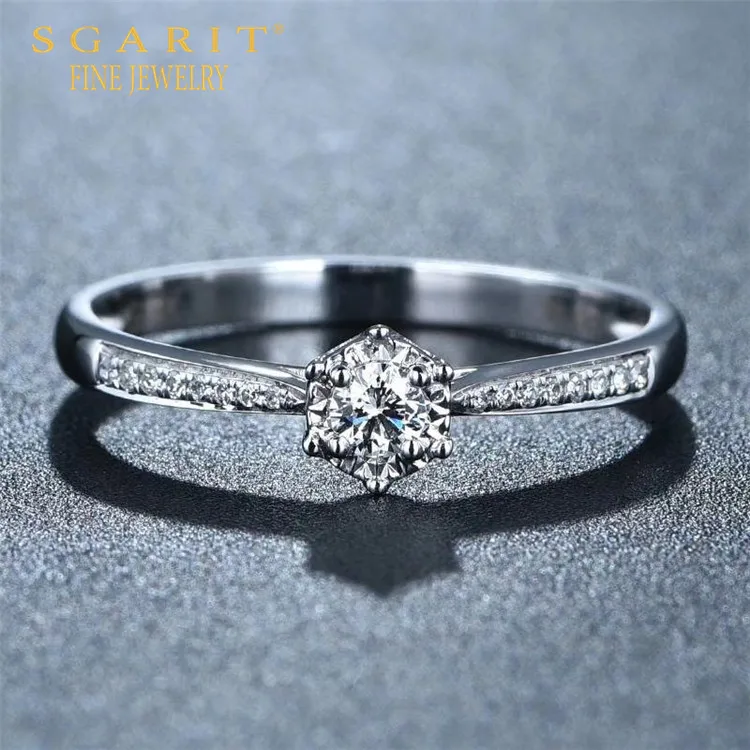 

fine jewelry factory wholesale classic VS H 0.2ct natural real diamond wedding engagement ring 18k gold jewelry, White