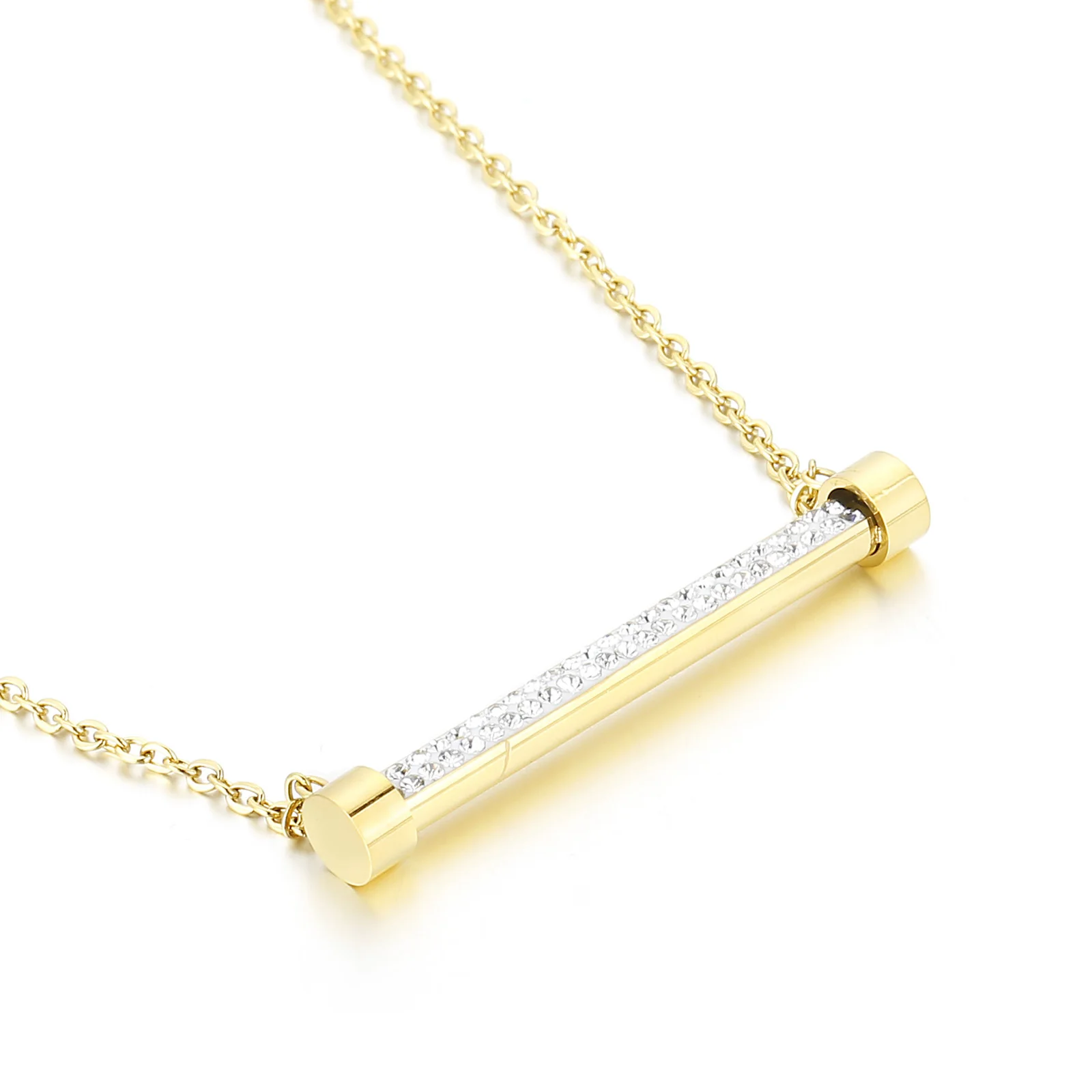 

Fashion Necklace High Quality Stainless Steel Inlaid Drill Link Chain Necklace, Rose gold/gold/silver