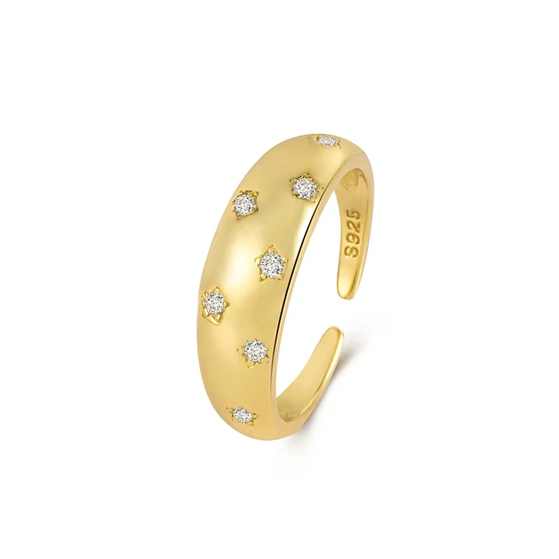 Fashion Jewelry 925 Sterling Silver Couple Rings Jewelry for Women 925 Silver Open Adjustable Small Star Zircon Rings for Women