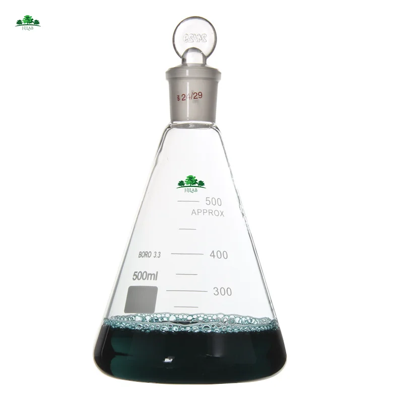 Thickness Conical Flask Erlenmeyer Flask With Stopper 24/29 500ml