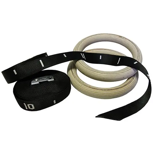 

28MM Or 32MM Wooden Gymnastic Rings With Adjustable Straps, Wood color