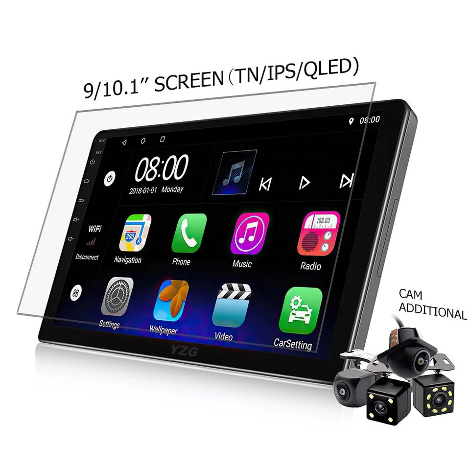 

64 Stereo DVD Player Carplay 4k 1 Din 2 Din Android 10 9 Inch 10.1 Inch Touch Panel Head Unit Android Car Radio 10 Inch 8 Core