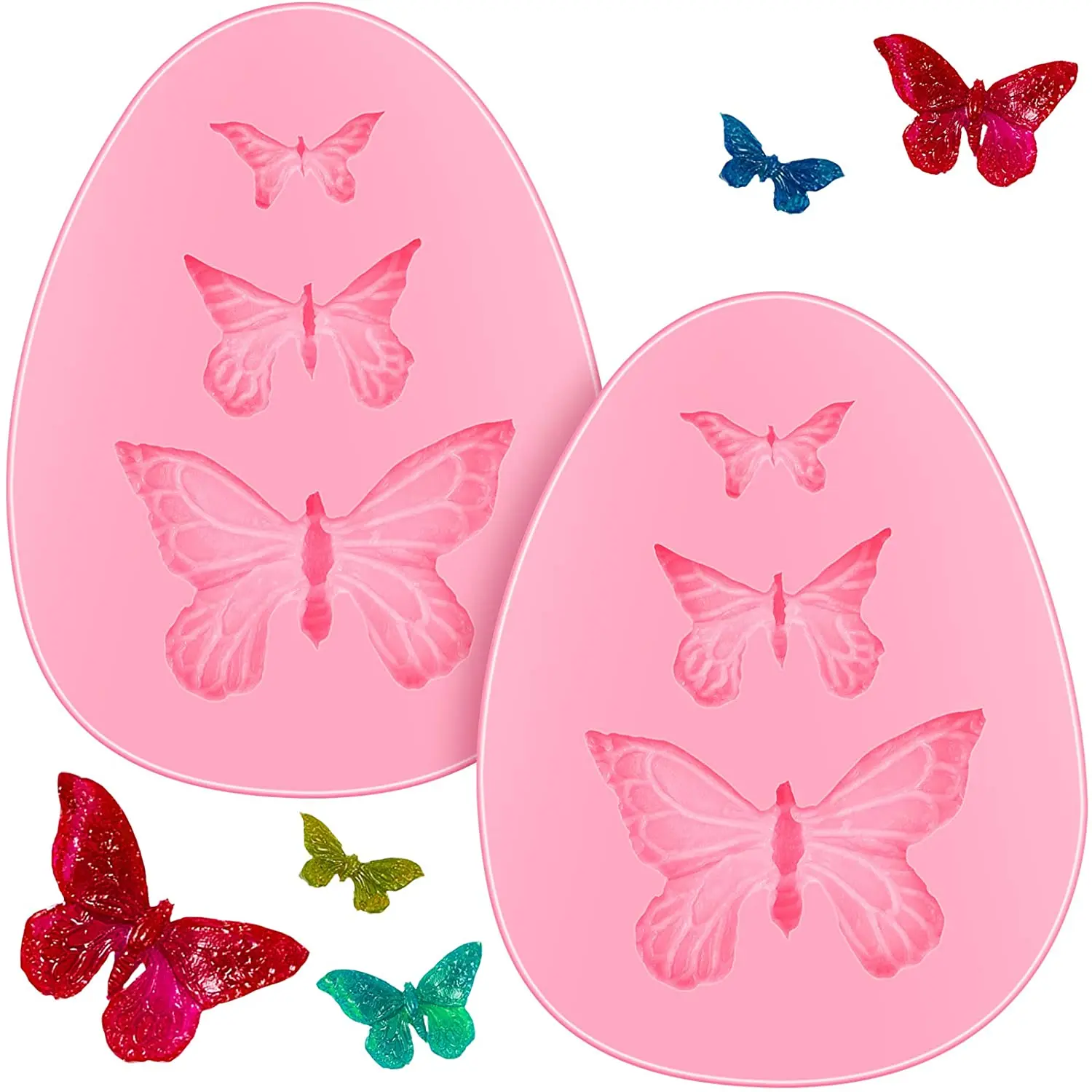 

Butterfly Silicone Molds Mini Butterfly Fondant Cake Baking Mold Cupcake Decoration Tool for Homemade Cake DIY Polymer Clay, Pink