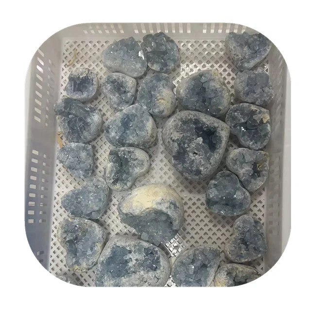 

New arrivals spiritual products crystals love heart crafts natural blue celestite cluster heart shaped stones for Decor