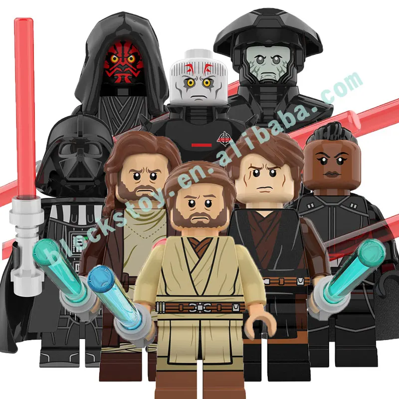 

NEW starwars Minifigs with lightsaber Darth Maul Obi-Wan Anakin Space Wars Set Building Blocks Collectible Toys for Kids KT1059