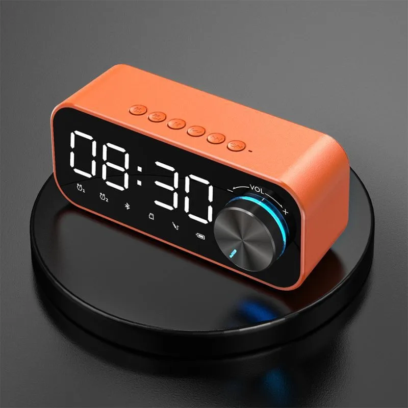 

Popular compact wireless sleeping alarom clock soundbox speaker LED screen alarm clock display speaker B126, Black,,white,blue orange