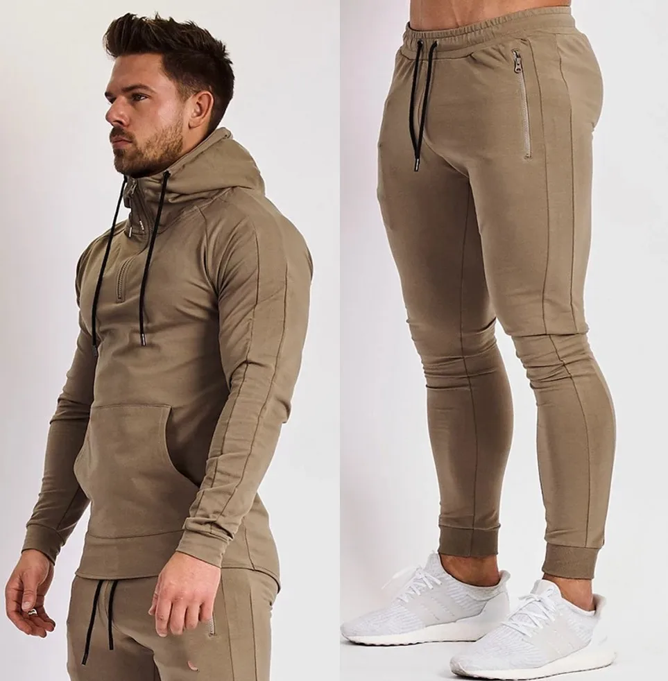 

Mens Fashion Tracksuits Hip Hop SweatsuitJogging Pant Jacket 2 Pieces Set Plain Mens Sweat Tracksuit, Customized color