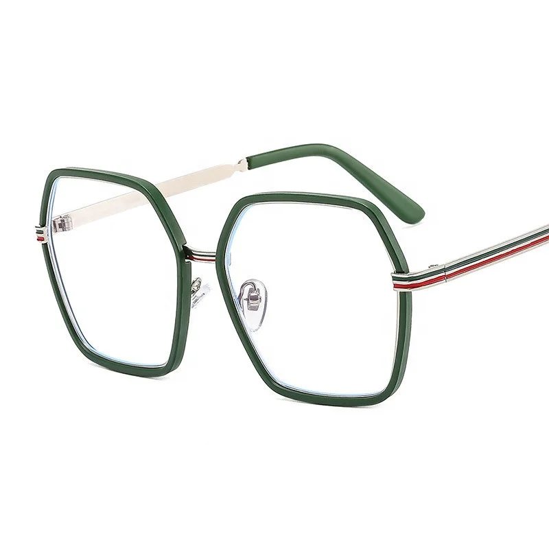 

Jiuling eyewear ins style plain spectacles spring metal legs glasses women oversized thin metal blue light blocking eyeglasses