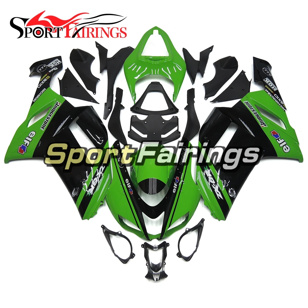 

Motorcycle Full Fairing Kit Fit For Kawasaki ZX6R 636 2007 2008 ZX-6R 07 08 ABS Plastic Injection Bodywork - Green Black elf, As pictures shown