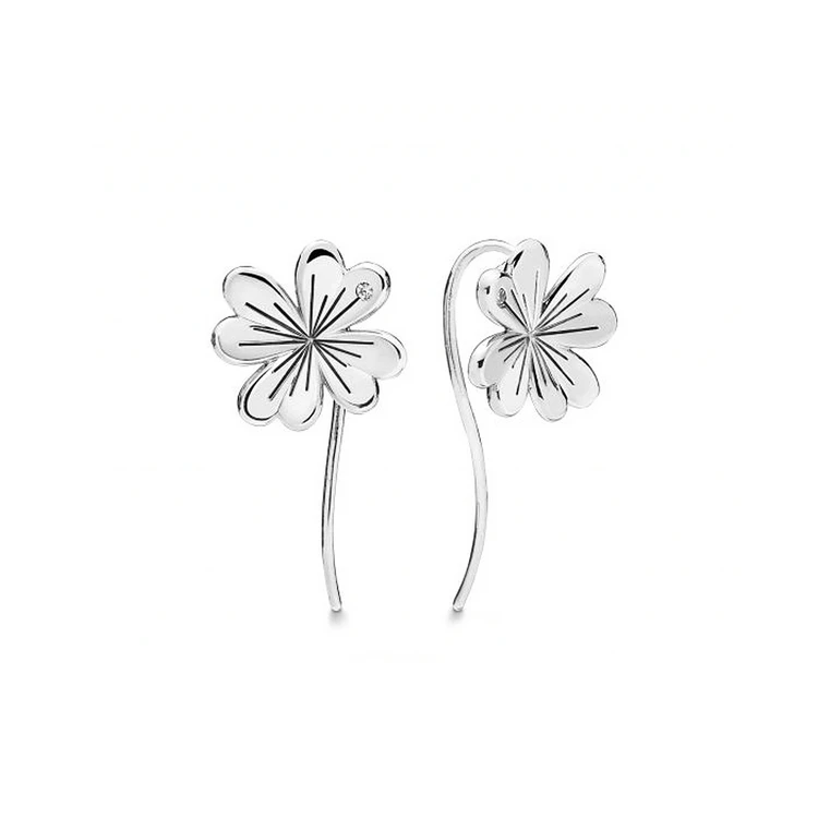 

Hot selling sterling silver flower jewelry round earrings with hook long pendant earrings