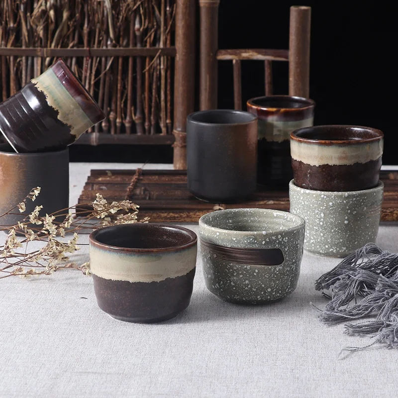 

Japanese style ceramic cups home retro kungfu tea coffee cup creative restaurant master cup, Three choose