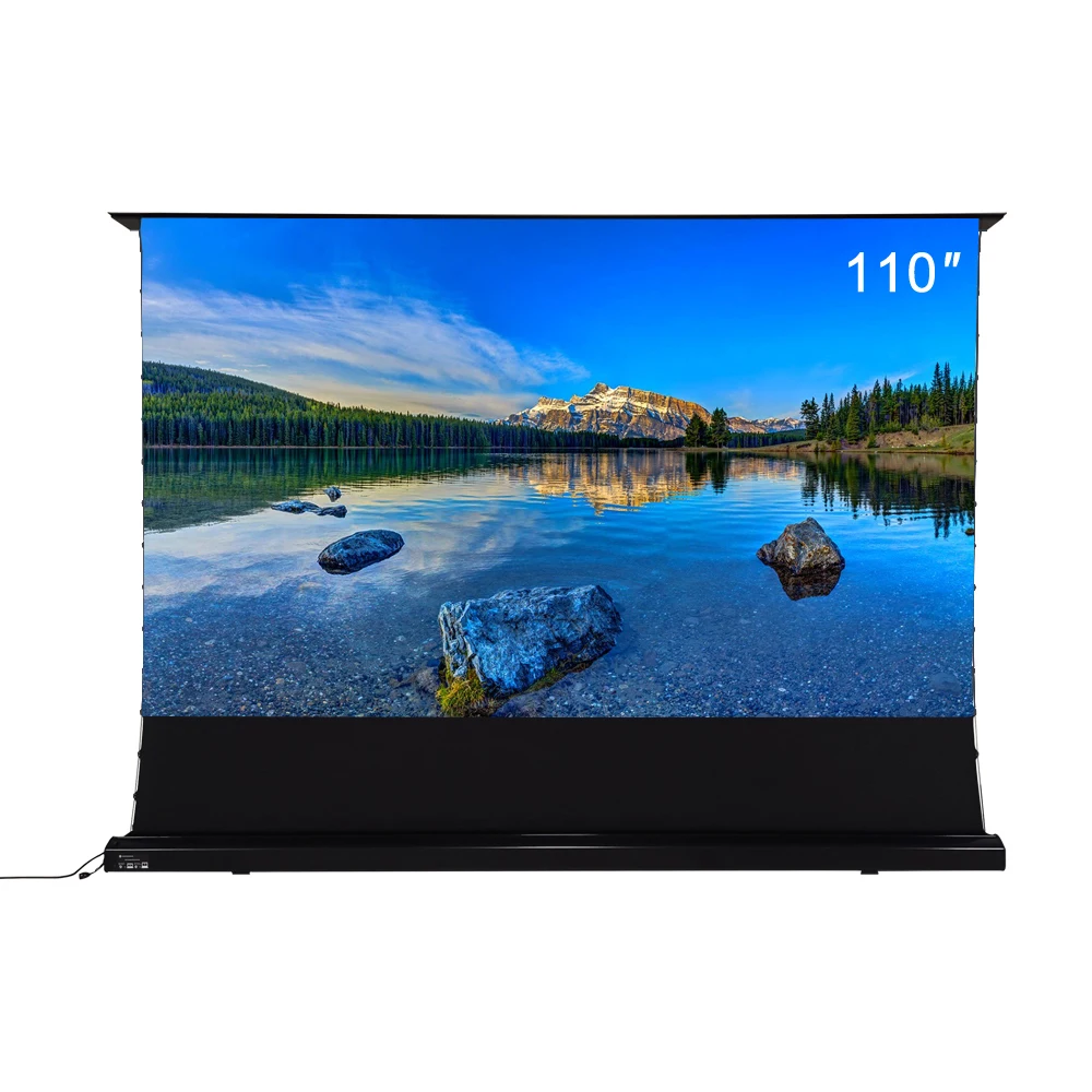 

ALR Black Crystal Floor Rising projector screen Long Throw Ambient Light Rejecting obsidian screen