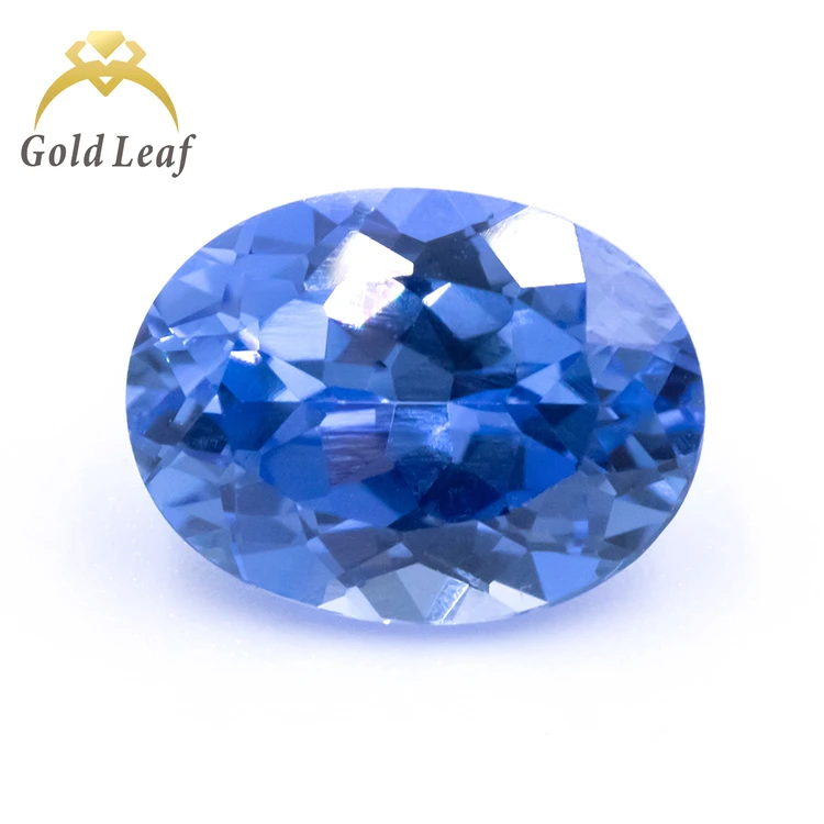 

Goldleaf Jewelry gems Sell synthetic lab grown stone price oval shape loose blue sapphire gemstone