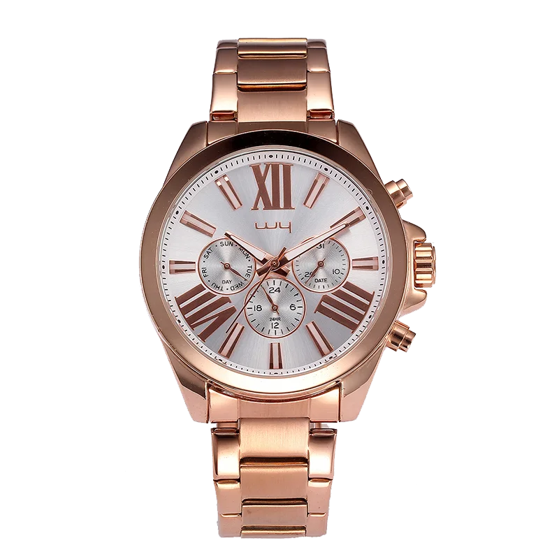

WY-106 Women luxury gold watch day/date/chronograph Japan quartz watches
