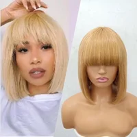 

Wholesale Full Lace Wig Vendors Bob Wigs Cuticle Aligned Human Hair Front Fringe Blond Color 27# Wigs For Black Women
