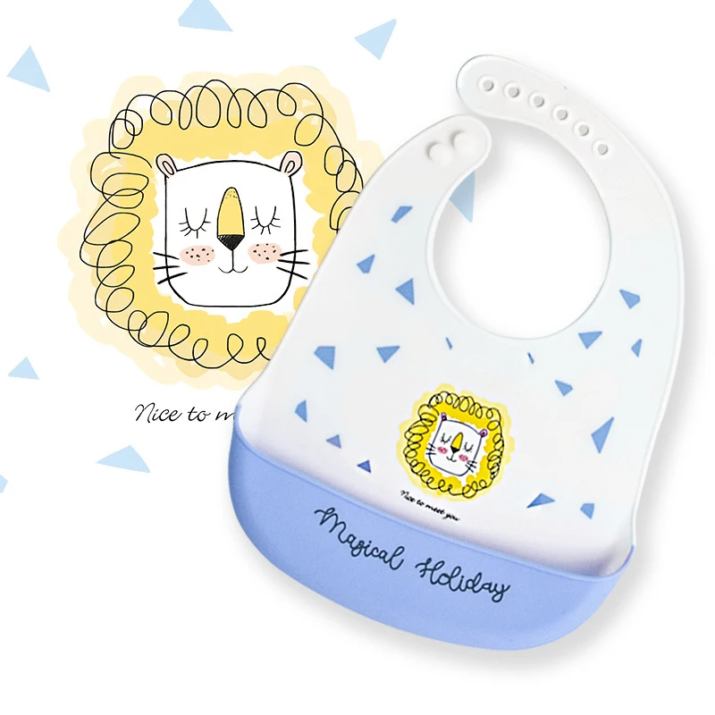 

Baby Silicone Bibs Washable Feeding Bib Waterproof Silicone Baby Bib With Food Catcher, 13 colors optional