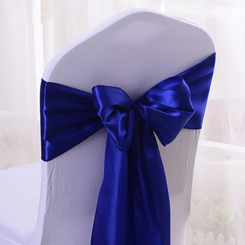 

1pc Satin Chair Bow Sashes Wedding Indoor Outdoor Chair Ribbon Butterfly Ties For Party Event Hotel Banquet Decorations Soft