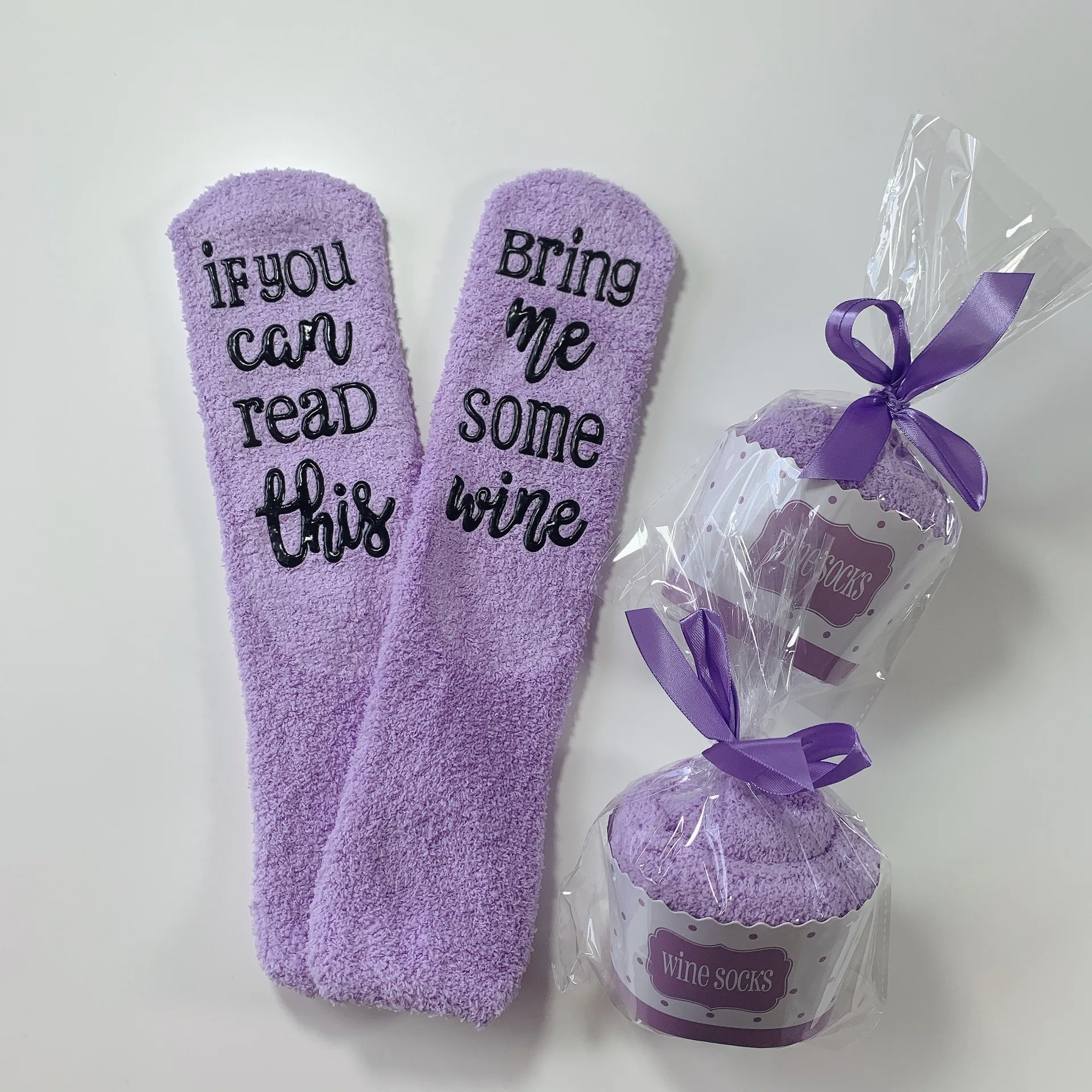 

Custom Grip Girly Pink socks Terry Non-slip Funny Interesting If You Can read this women Cake socks, Colors