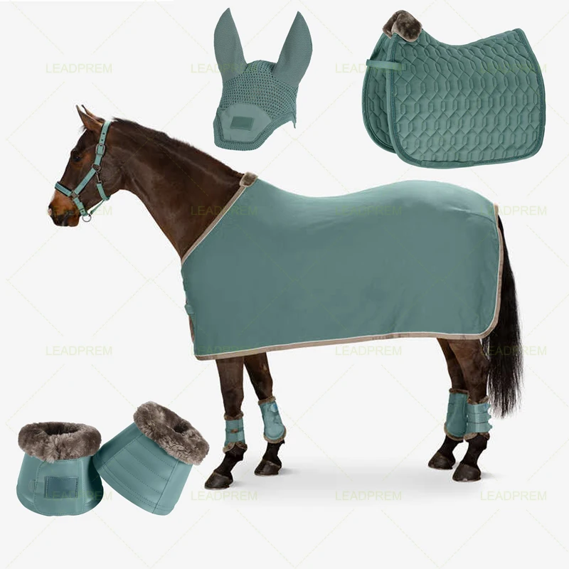 

High Quality Equestrian Equine Horse Rug Set Equine Saddle Pad Halters Horse Boots Fly Veil for Horse Wholesale Customize Equip, Customized color