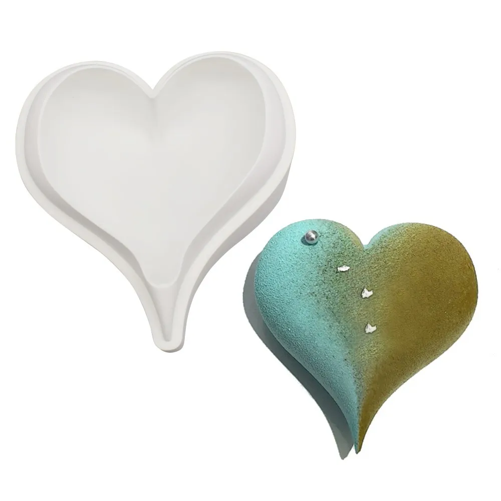 

Love Mousse French Dessert Tool Heart Baking DIY Love Ice Cream Silicone Chocolate Cake Molds, White