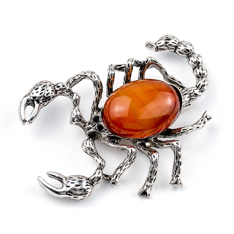 

Natural Crystal Healing Stone Crystal Animals Pendant Crystal Scorpions Brooch, Multicolor
