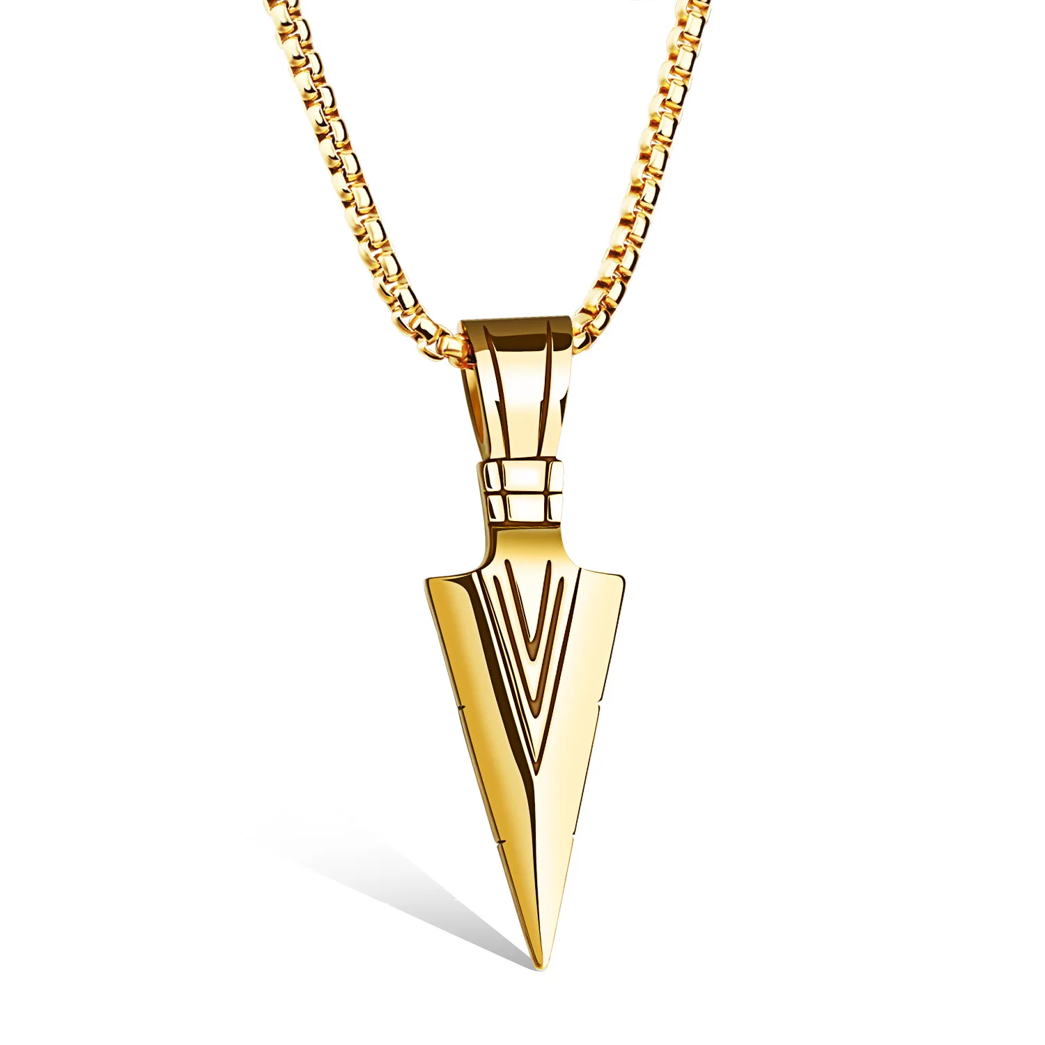 

stainless steel arrow pendant for men