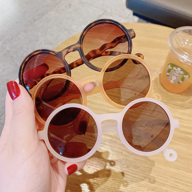 

New Children Colors Leopard Shape Fashion Round Sunglasses Boys Girls Vintage Sunglasses UV Protection Classic Kids Eyewear