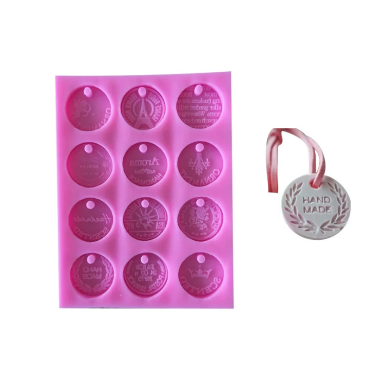 

A32 12 cavity coin keychain Silicone mold, DIY gypsum wax aromatherapy hanging plate silicone mold, Random