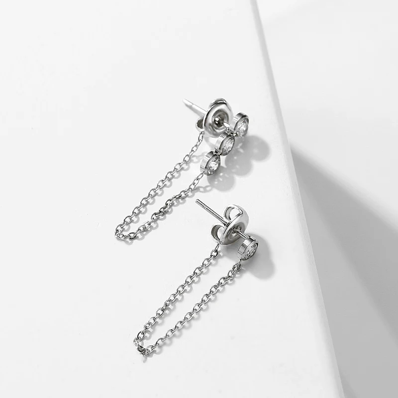 

Hot Selling Stainless Steel Female Jewelry 14K Gold Plated Zircon Earrings, Customized color