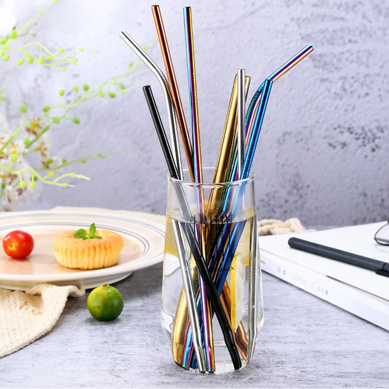 Wholesale Reusable Stainless Steel / Metal Drinking Straws With Brusher