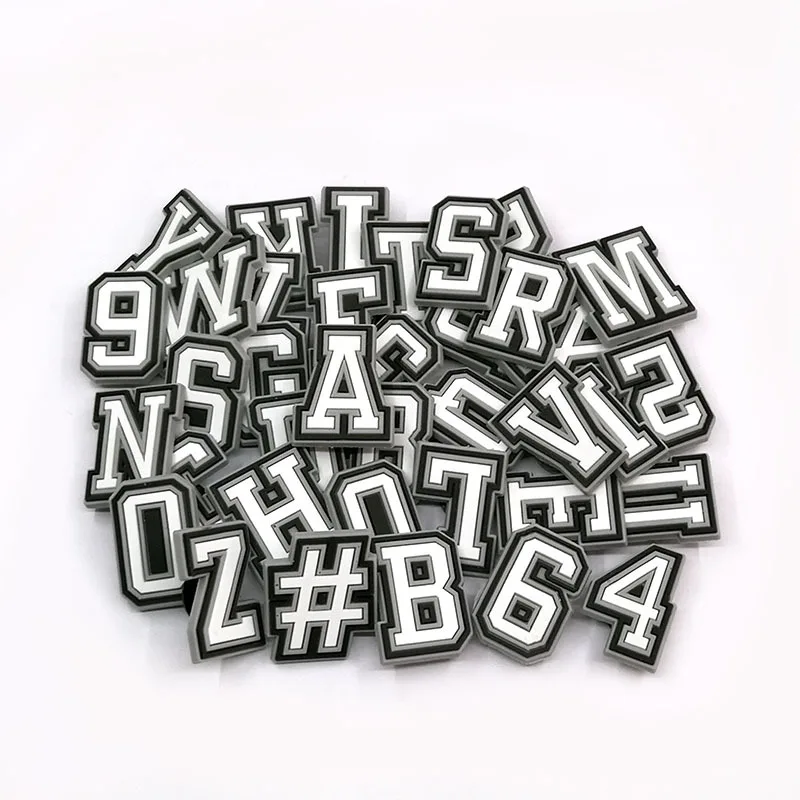 English Number Buckle PVC Hole Shoe Decorative Charms Rubber Flower Shoes Accessory