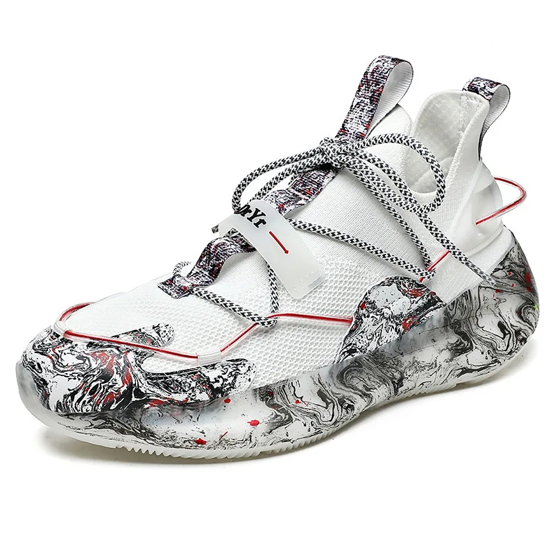 

2021 summer single layer breathable flying woven coconut socks male Chinese style casual shoes, 4 colors