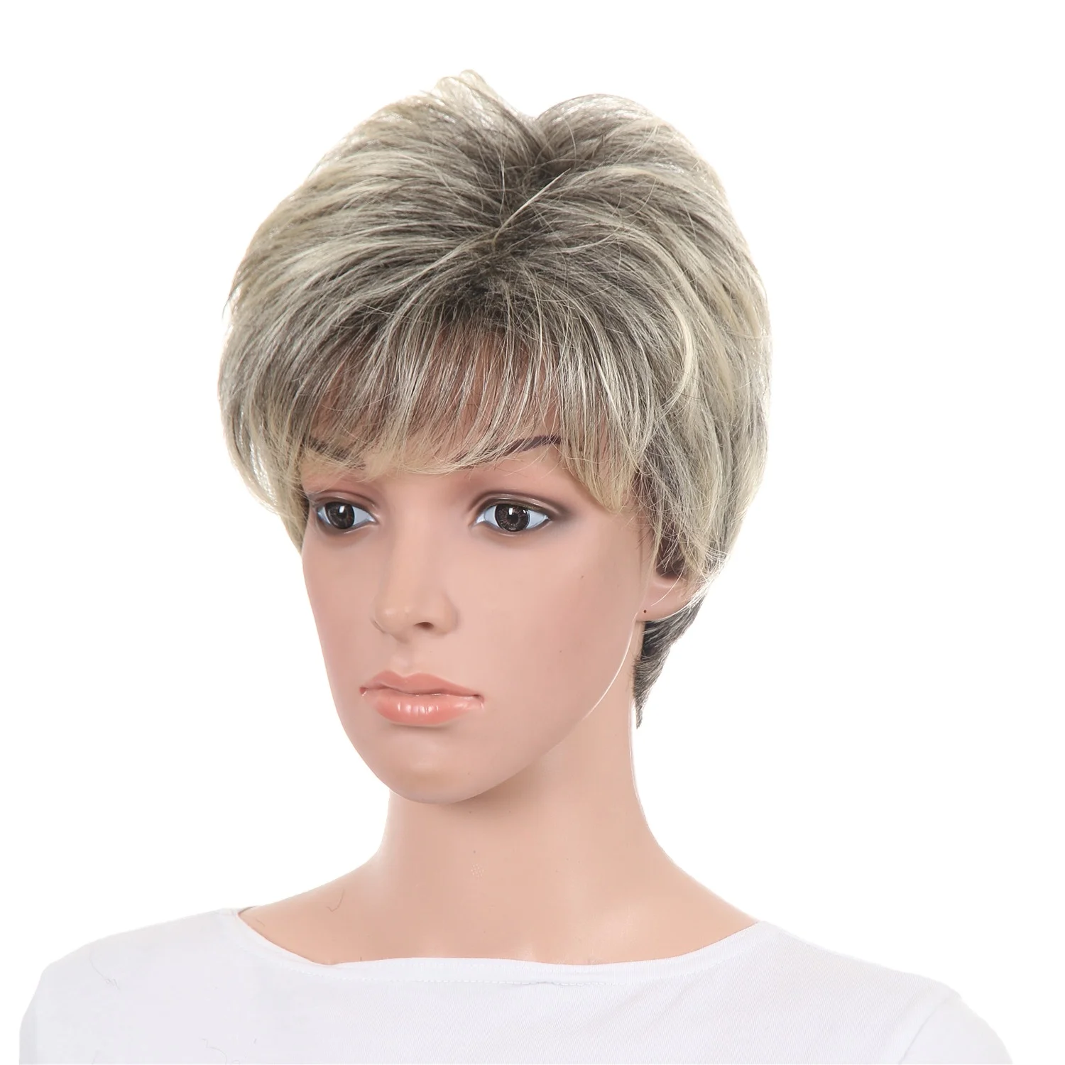 

Synthetic Short Curly Hair Wig Silver High Temperature Silk Synthetic Hair Wigs