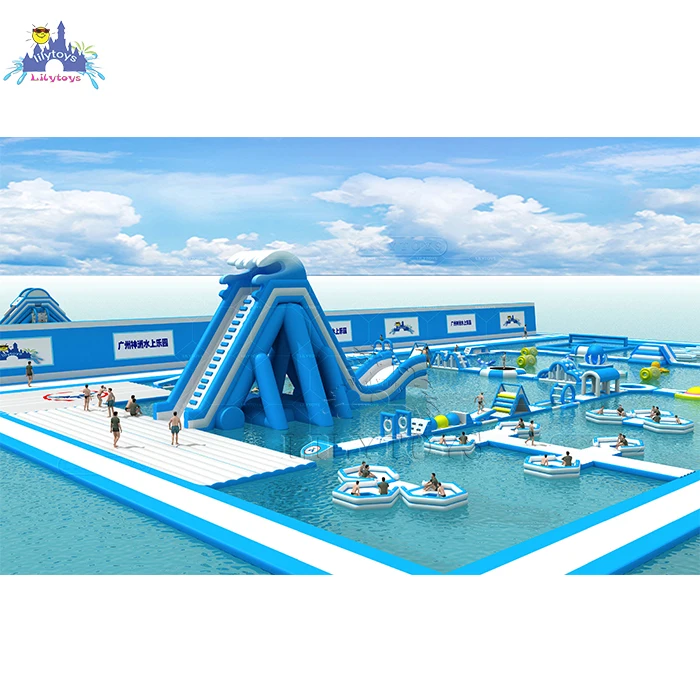 

lilytoys big inflatables water park blue aqua park commercial new floating water park for sale pass TUV CE, Customized color