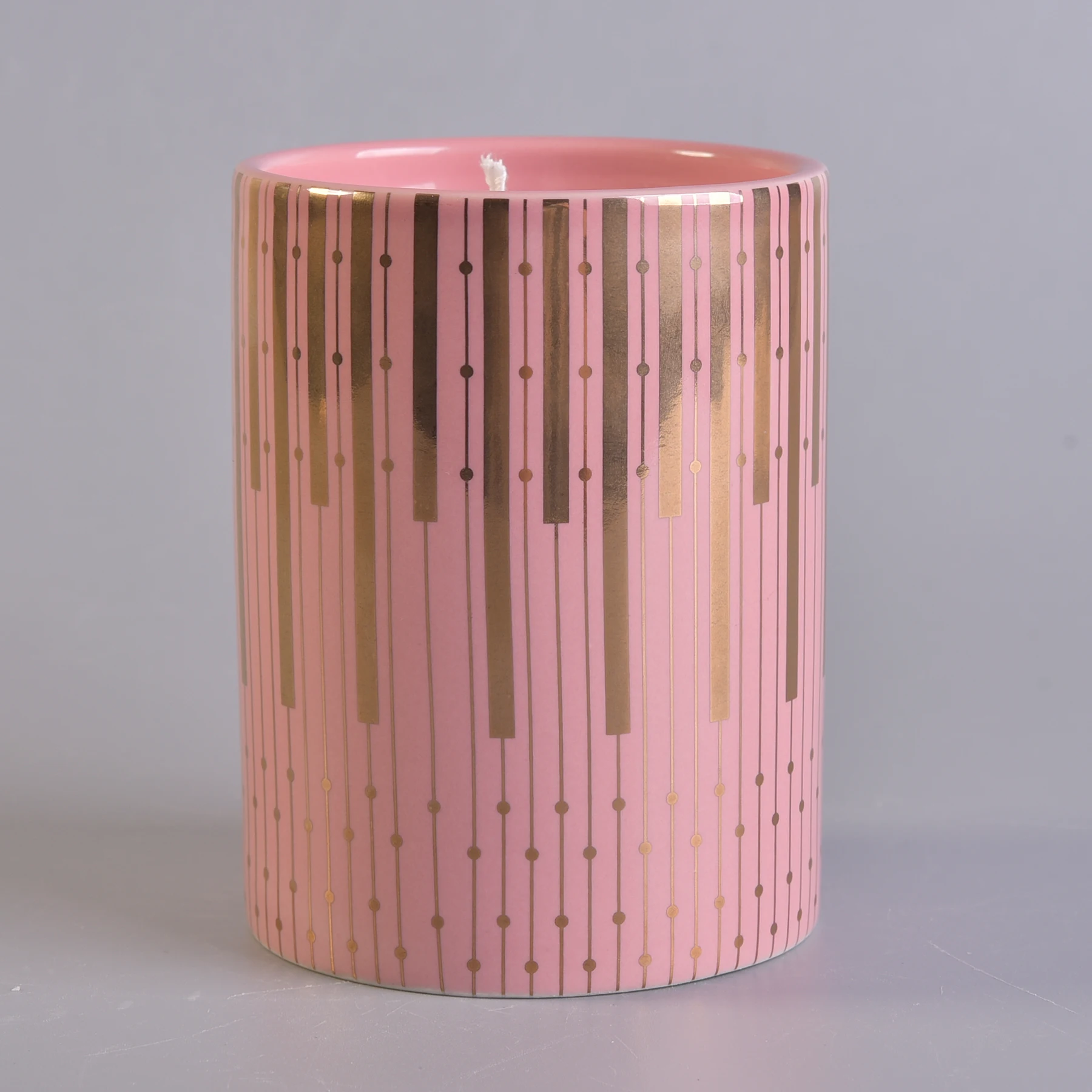 Real Gold Decal Ceramic Candle Jar