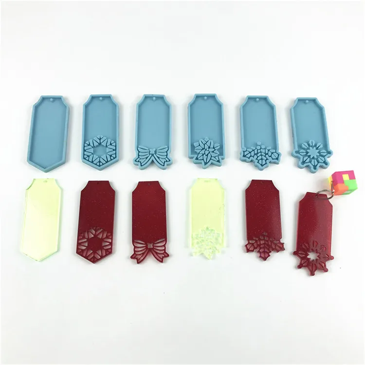 

Y3174 Diy epoxy resin christmas ornament gift card silicone keychain mold, Blue