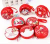 Christmas gift tin mini zero purse red round bag zipper headset key coin bag pn7161
