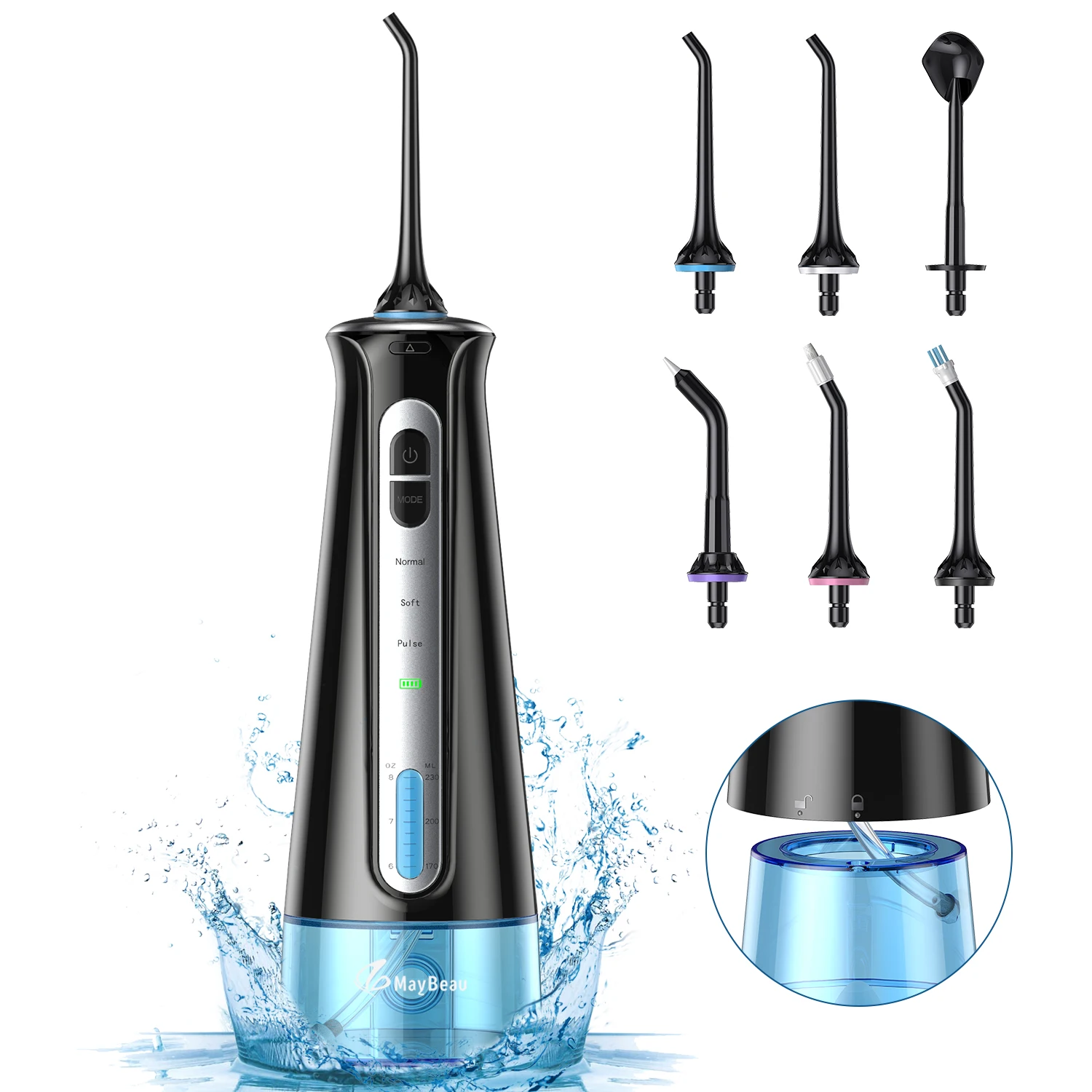 

Professional Dental Water Flosser Oral Irrigator Detachable 230ml Water Tank Bestope Water Flosser