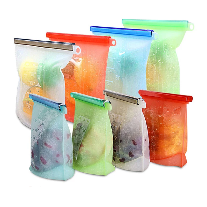 

Reusable Waterpoof Leakproof Food grade Silicone storage bags For Food Storage