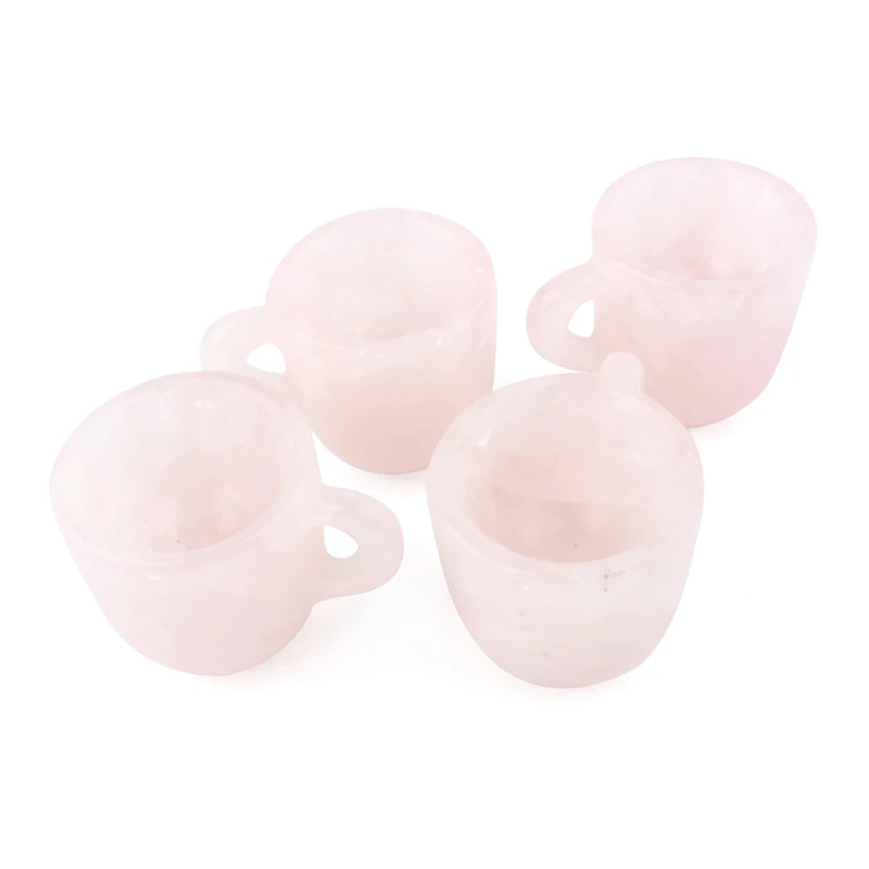 

Natural Healing Gemstone Crystal Cup Hand Carved Crystal Crafts Rose Quartz Tea Cup For Gift