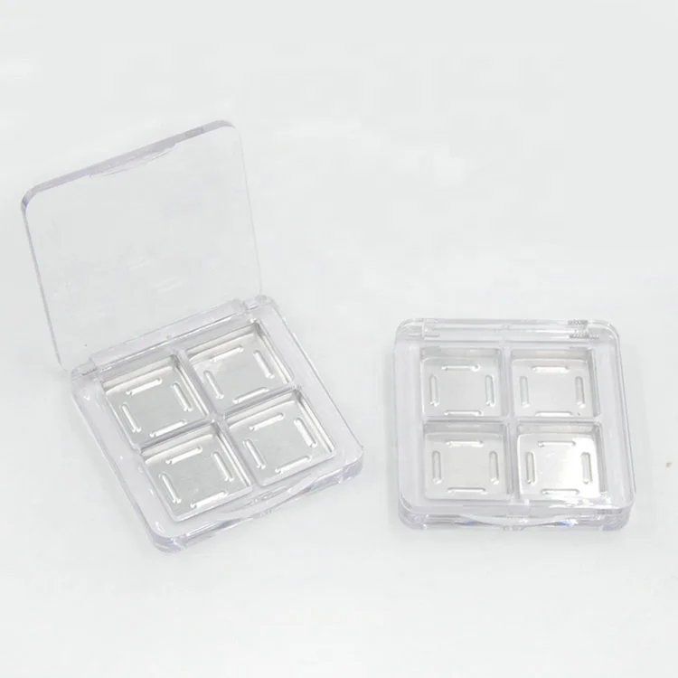 

Empty DIY Refillable Plastic 4 Grids Eyeshadow Palettes With aluminum plate, Makeup Eye Shadow Packaging Container, Transparent