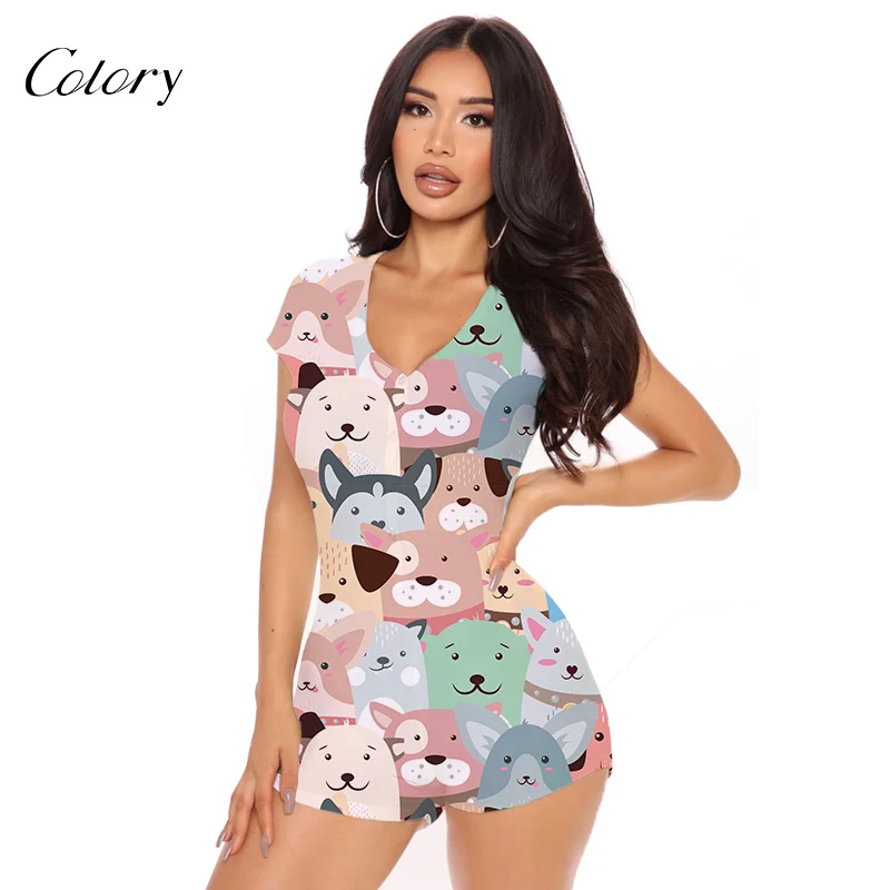 

Colory Women Summer Clothing Floral Shorts Set Designer Onesie, Picture shows