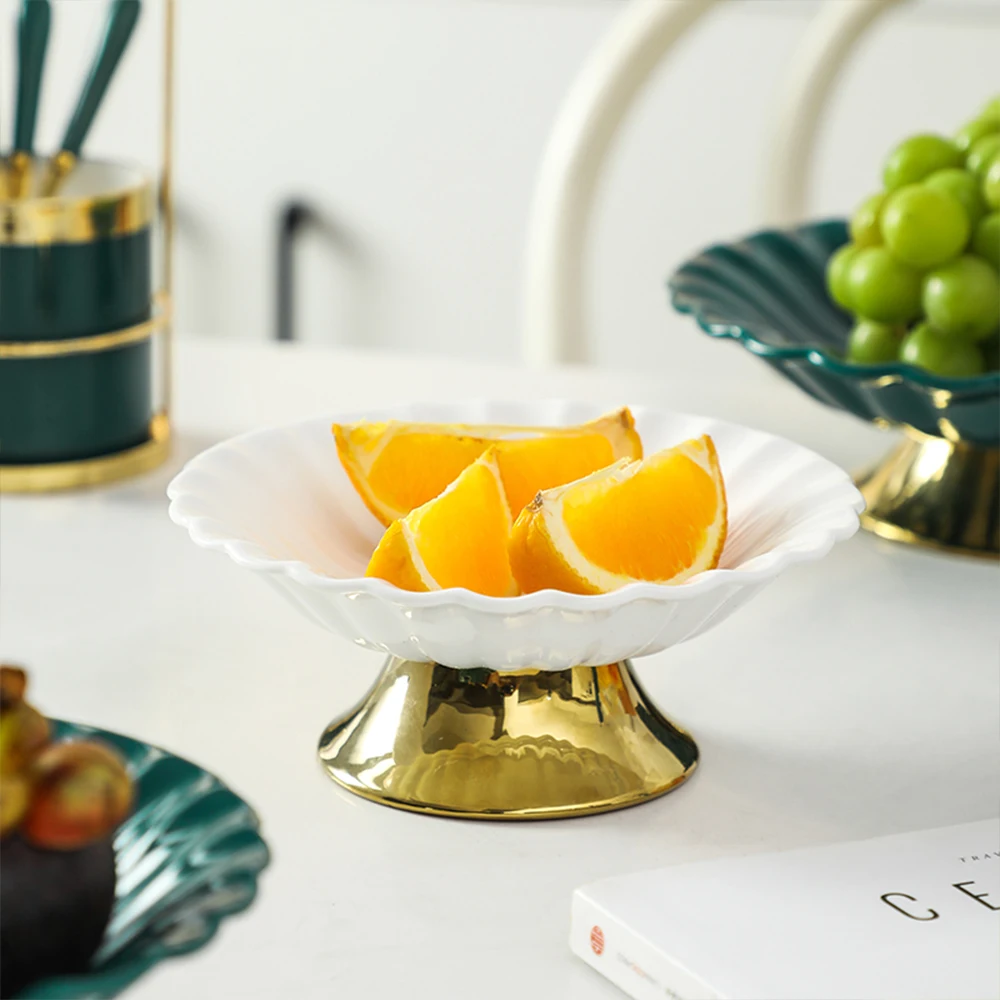 

Modern household goods luxury ceramic high-foot tray fruit kitchen tableware
