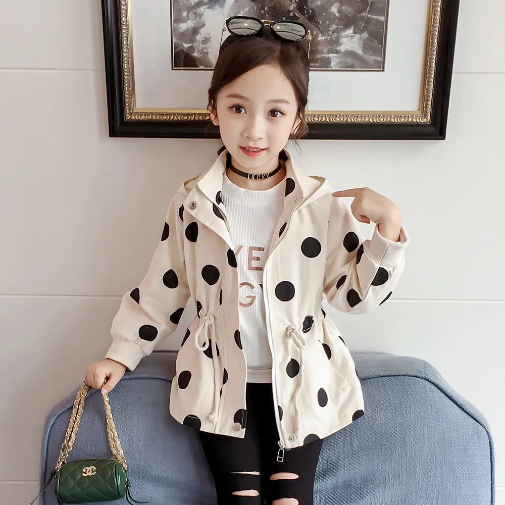 Girls coat 2019 autumn Korean version of the tide of fashion fan fashion casual dot coat