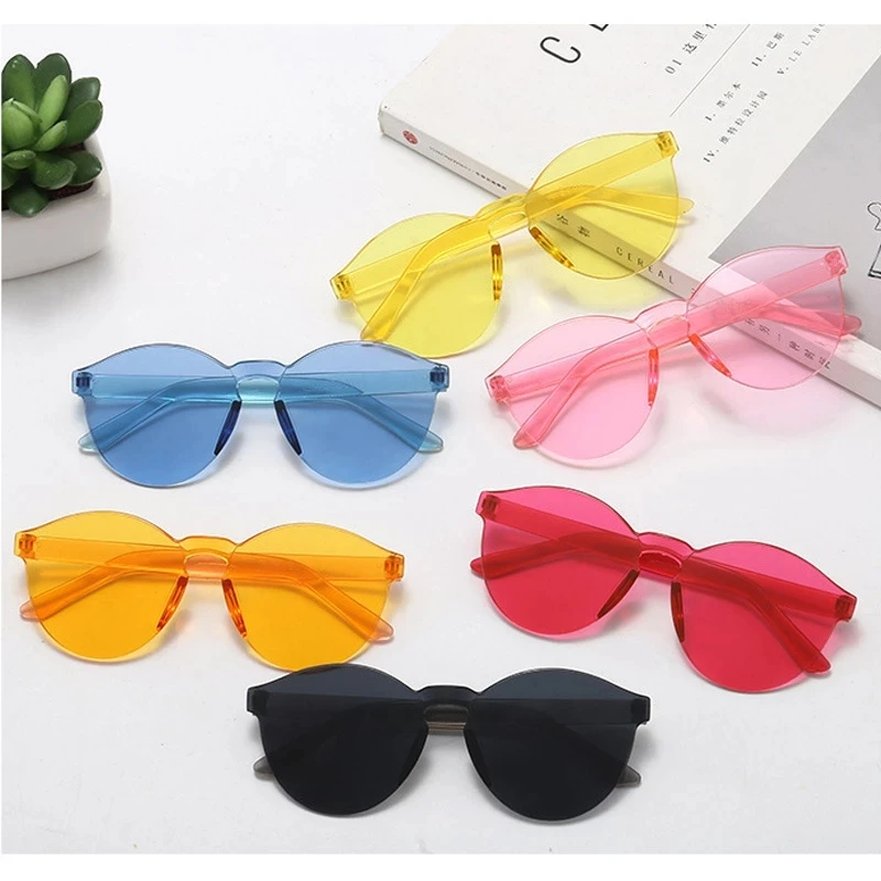 

Korean Style Candy Color Kids Sunglasses Boy Girl Rimless Frame Cat Eye Eyeware UV400 Summer Children Sun Glasses Shades, Colors