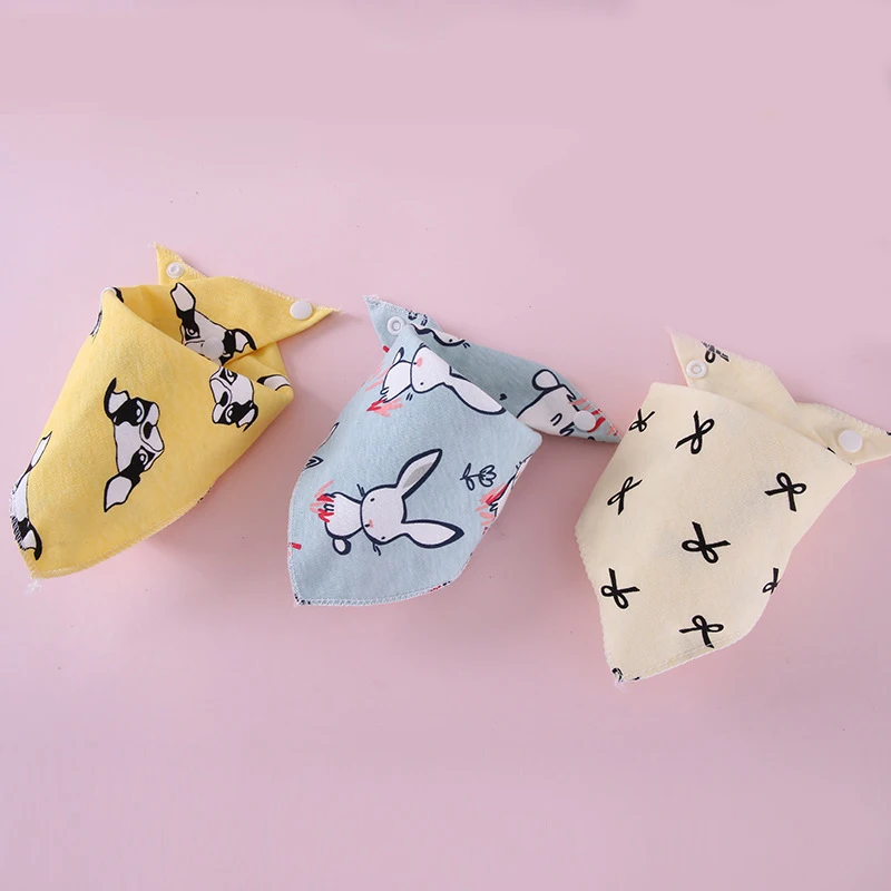 

3Pcs/Set Baby Printed Double-Layer Triangular Scarf Children Pure Cotton Bib