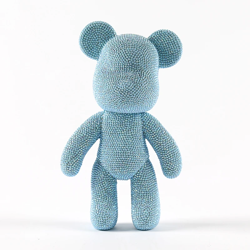 

New Fashion Handmade Diy Paste Drill Shiny Bearbrick Doll Diamond Art Crafts Ornament Light Blue Bear Gifts For Lovers