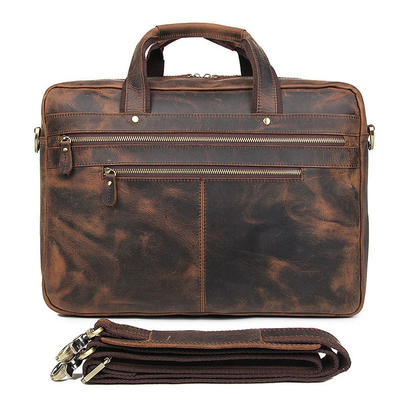 

wholesale vintage crazy horse leather men satchel genuine leather soft bag briefcase for 11-11inch laptop handbag